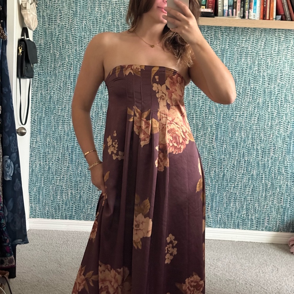 Free People Botanical Maxi Strapless Dress size medium - Picture 4 of 4